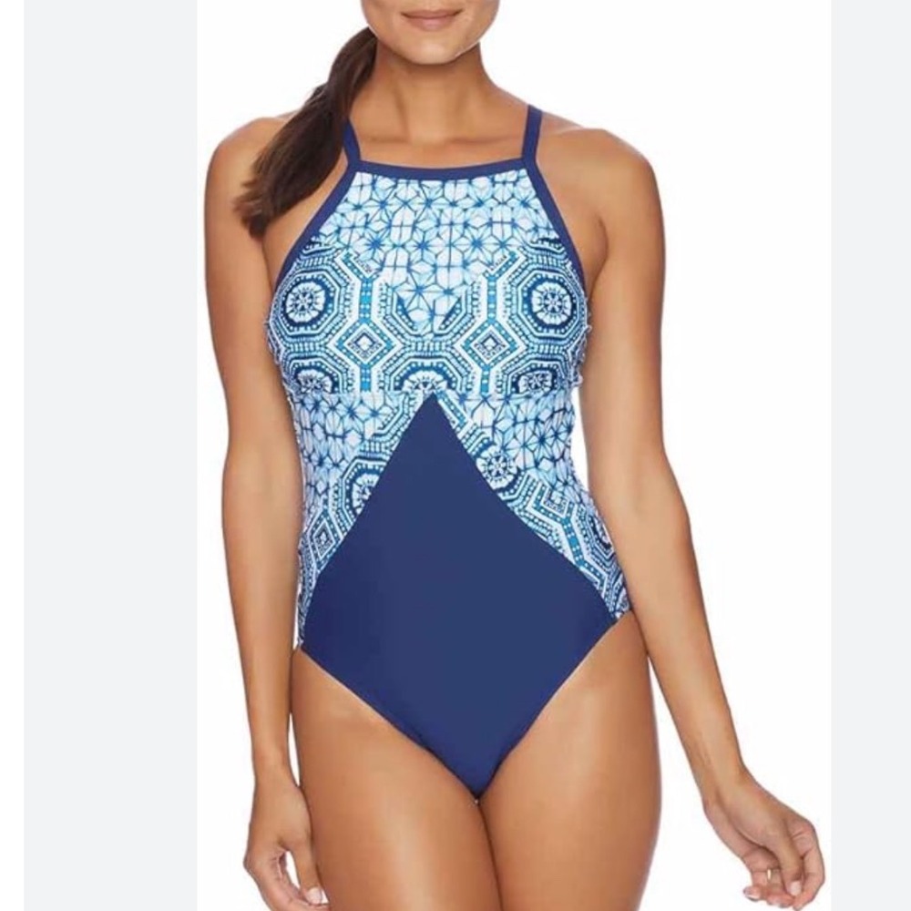NEXT Women Spice Market Contour
One Piece Swimsuit Beach Summer‎ Blue Geom Small